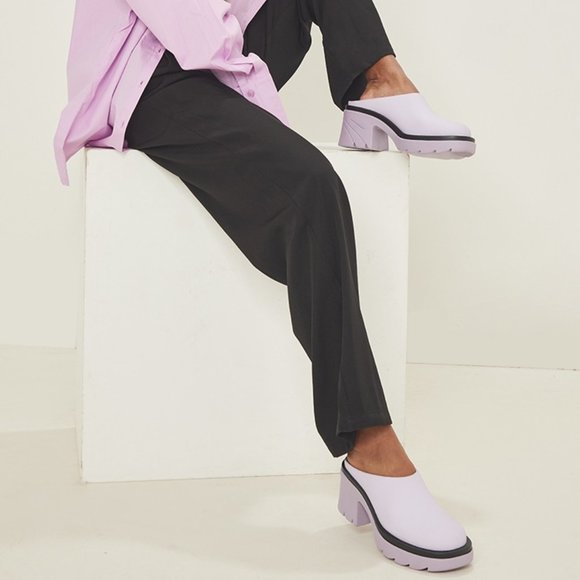 Lilac Platform Contrast Chunky Sole Heeled Sandals - Picture 1 of 8
